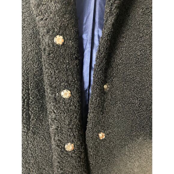 J. CREW COAT TEDDY LONG WINTER SHERPA FAUX FUR SHEARLING LONGLINE BLACK COLLARED - Picture 8 of 9